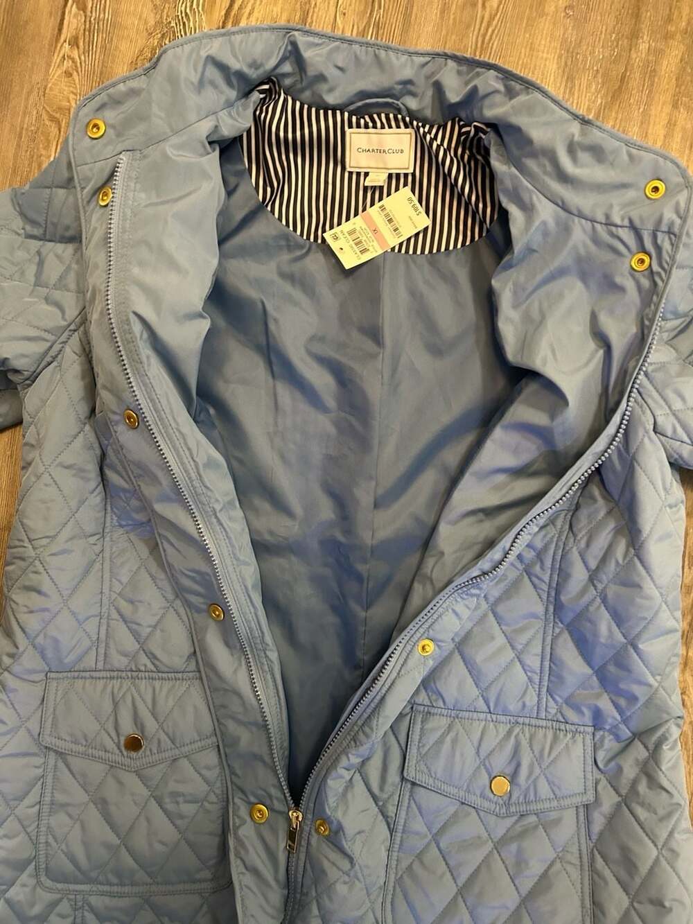 Charter Club Quilted Jacket Womens 1X Blue Lightweight Coat NWT Snap Zip Plus - Picture 7 of 9